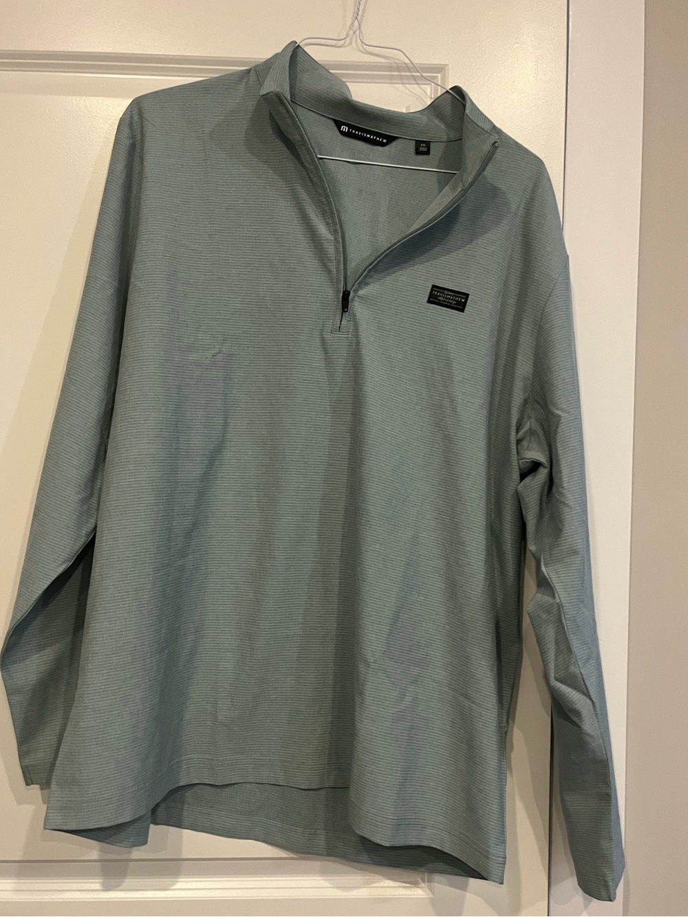 Travis Mathew sage green pullover quarter zip 1/2 xxl stripes